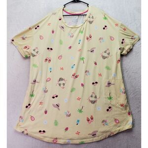 Secret Treasures Nightshirt Women Size 2X/3X Yellow Graphic Polyester Round Neck